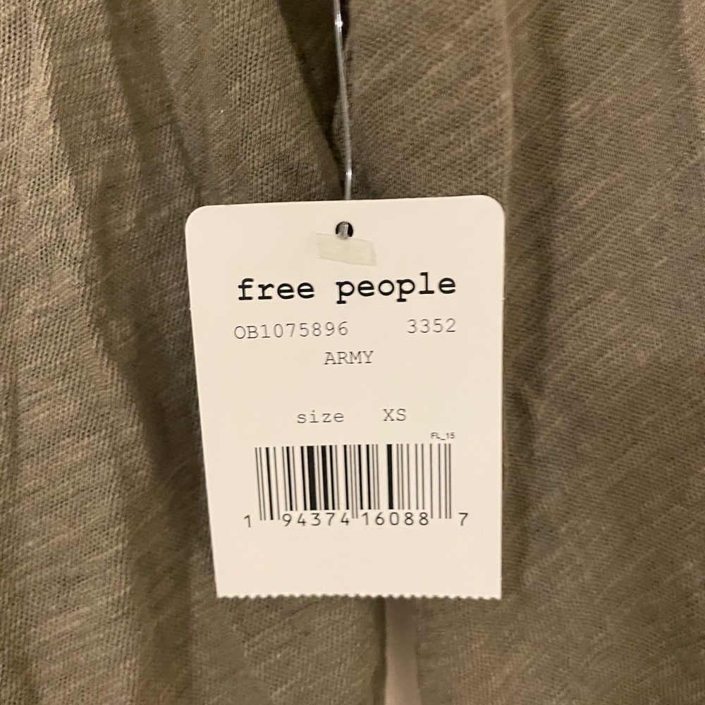 Free People Olive Raw-Edge Long Sleeve Henley - Picture 2 of 7